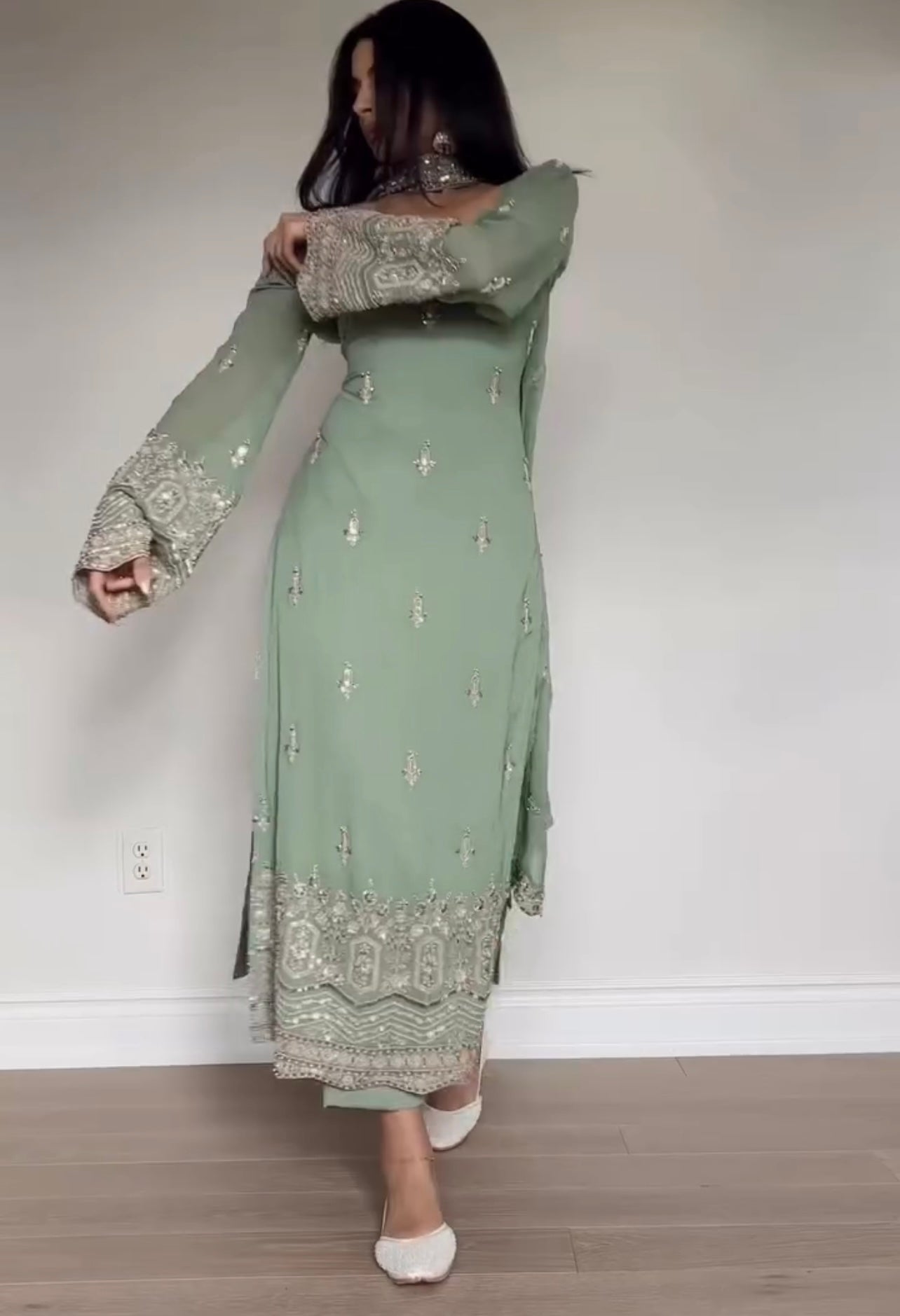 Designer Faux Georgette Embroidered Salwar Suit