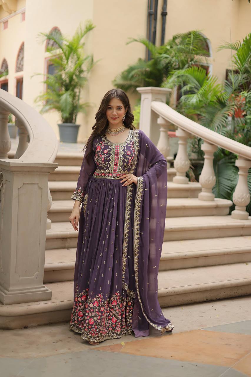 Breathtaking Faux Georgette Rich Sequins Embroidered Top Sharara Suit - INDIAN ELEGANCE