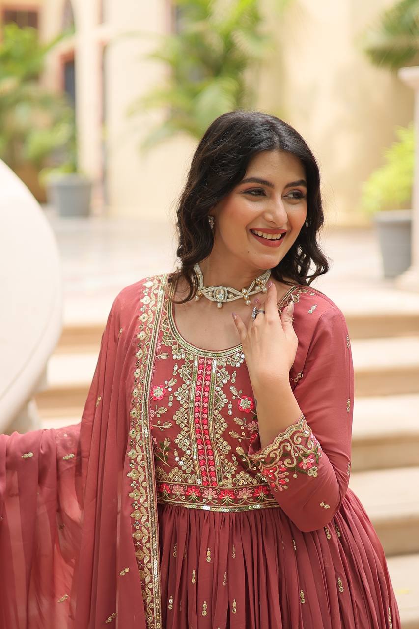 Breathtaking Faux Georgette Rich Sequins Embroidered Top Sharara Suit - INDIAN ELEGANCE