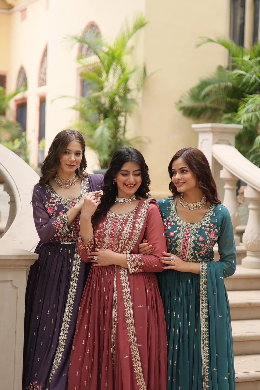 Breathtaking Faux Georgette Rich Sequins Embroidered Top Sharara Suit - INDIAN ELEGANCE