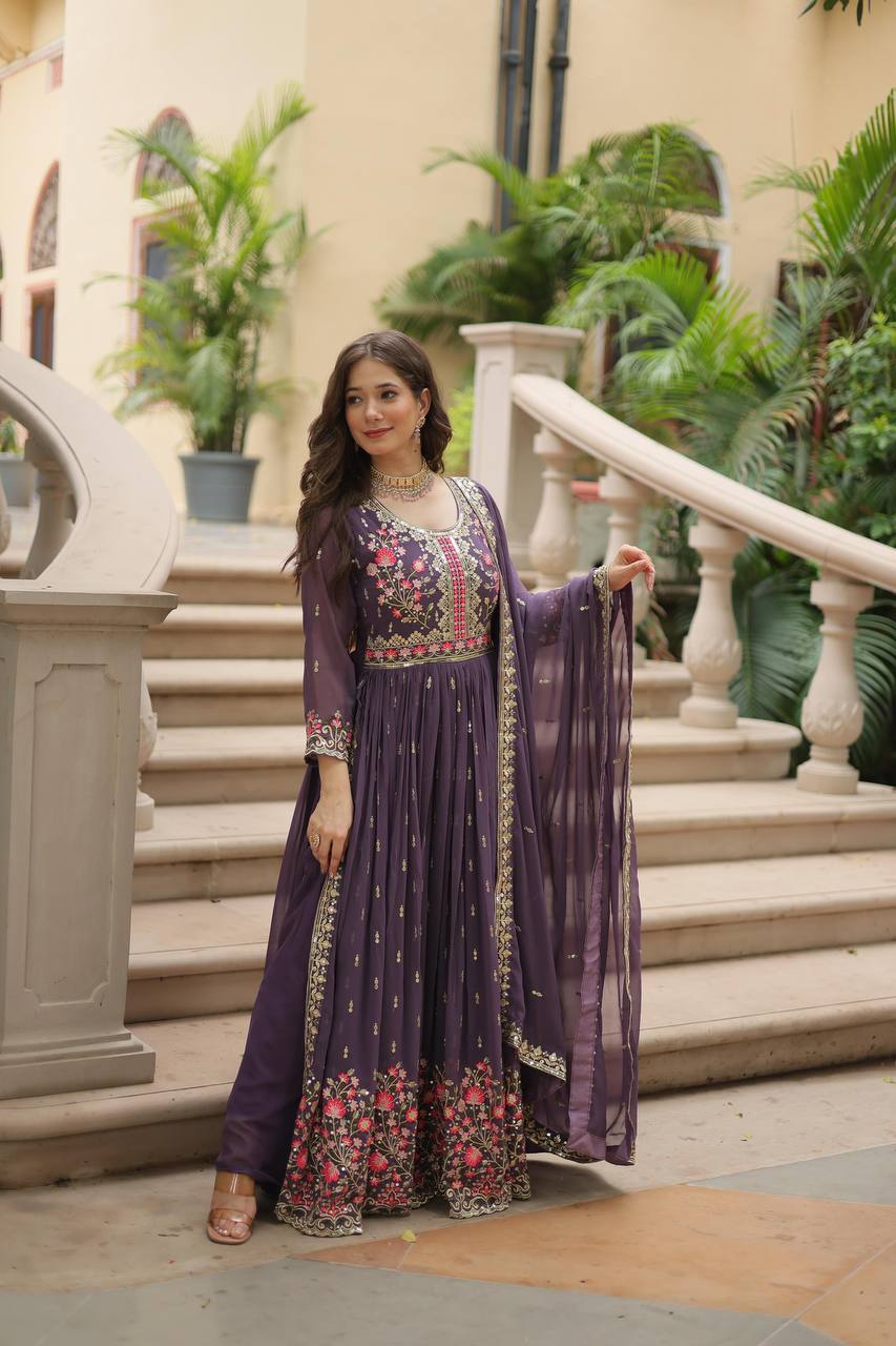Breathtaking Faux Georgette Rich Sequins Embroidered Top Sharara Suit - INDIAN ELEGANCE